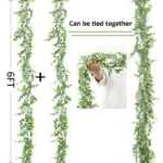 3Pcs 6ft Artificial Eucalyptus Garland Wall Hanging Fake Plant Vines for Wedding Home Room Garden Decoration Plastic Rattan