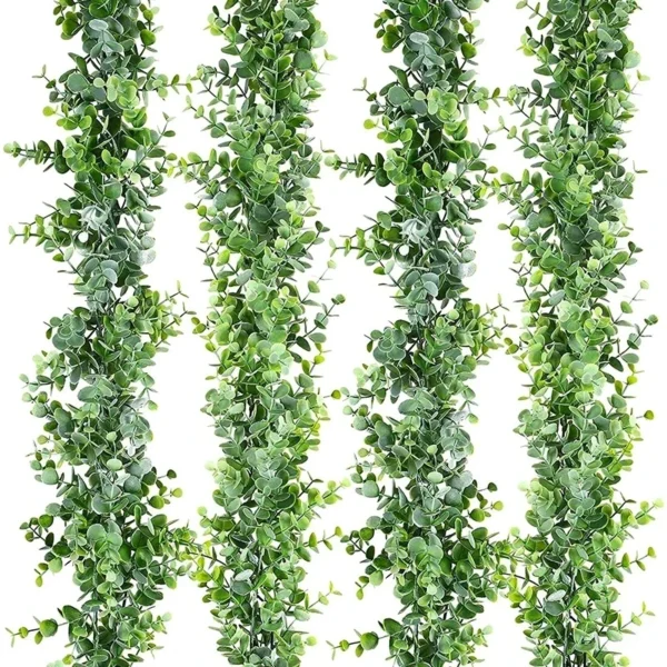 3Pcs 6ft Artificial Eucalyptus Garland Wall Hanging Fake Plant Vines for Wedding Home Room Garden Decoration Plastic Rattan