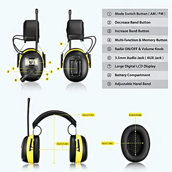 ARM NEXT Electronic Noise Reduction Earmuff Hearing Protector Headphone Digital AM/FM Radio Stereo Hearing Protection Ear Muffs