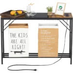 Console Table with Outlet and 2 USB Ports,41.7” Entryway Table with Storage Shelf,Narrow Sofa Table Behind Couch for Living Room