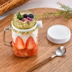 Overnight Oats Jars Milk Fruit Salad Food Storage Container Glass Breakfast Cup With Spoon Coffee Tea Can Kitchen Item