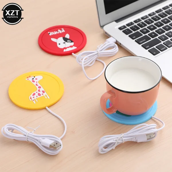 USB Power Suply Tea Coffee Cup Mug Warmer Heating Cup Mat Pad Coasters for Office Gadget Cartoon Original Wood Grain Mug Pad